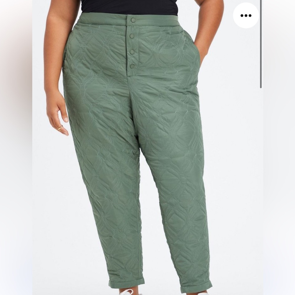 Fabletics Apres Green Quilted Taper Ski Jogger Pants 2X